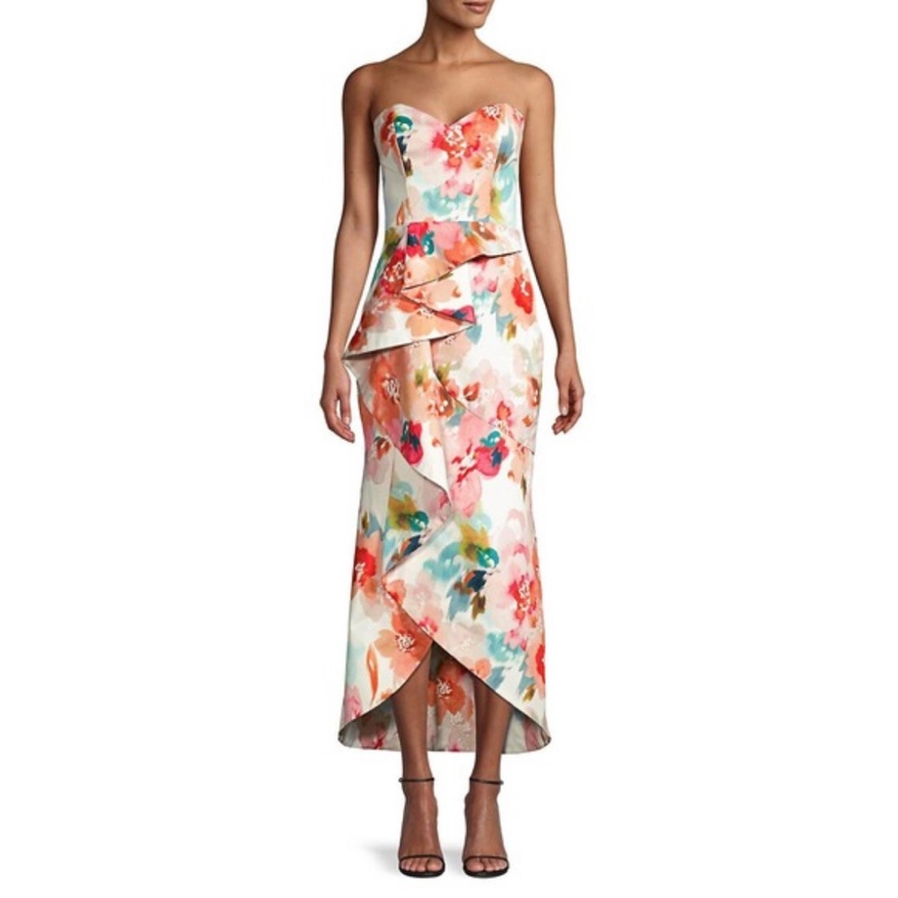 Parker Black abstract bloom midi Dress